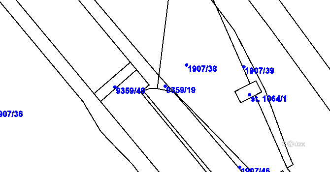 Parcela st. 9359/19 v KÚ Starý Hrozenkov, Katastrální mapa