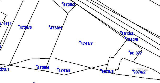 Parcela st. 4741/7 v KÚ Starý Hrozenkov, Katastrální mapa