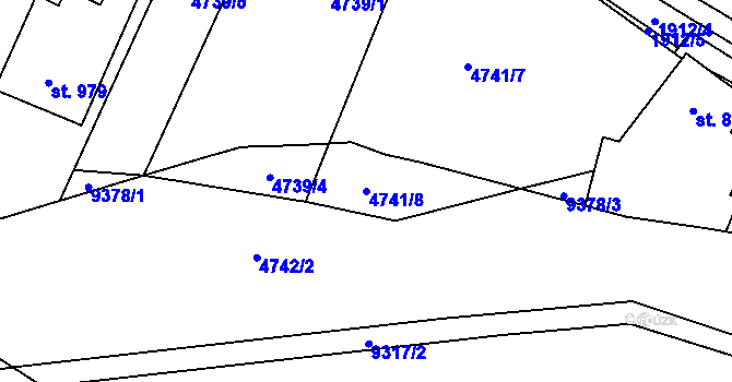 Parcela st. 4741/8 v KÚ Starý Hrozenkov, Katastrální mapa