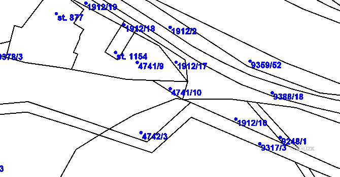 Parcela st. 4741/10 v KÚ Starý Hrozenkov, Katastrální mapa