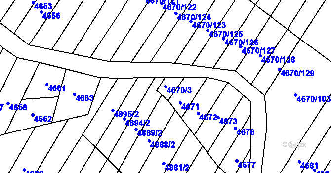 Parcela st. 4670/3 v KÚ Starý Hrozenkov, Katastrální mapa