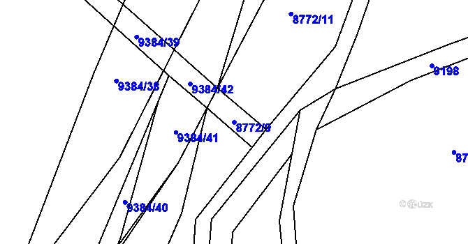 Parcela st. 8772/9 v KÚ Starý Hrozenkov, Katastrální mapa