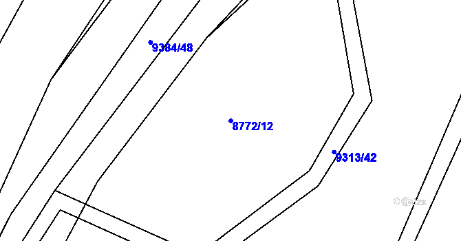 Parcela st. 8772/12 v KÚ Starý Hrozenkov, Katastrální mapa