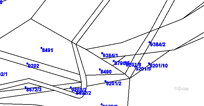 Parcela st. 9384/1 v KÚ Starý Hrozenkov, Katastrální mapa