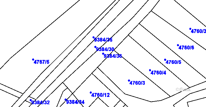 Parcela st. 9384/36 v KÚ Starý Hrozenkov, Katastrální mapa