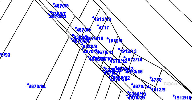 Parcela st. 4670/11 v KÚ Starý Hrozenkov, Katastrální mapa
