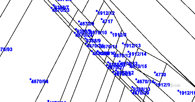 Parcela st. 9388/10 v KÚ Starý Hrozenkov, Katastrální mapa