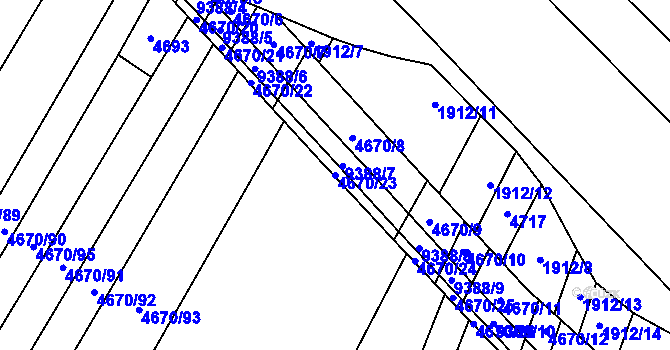 Parcela st. 4670/23 v KÚ Starý Hrozenkov, Katastrální mapa