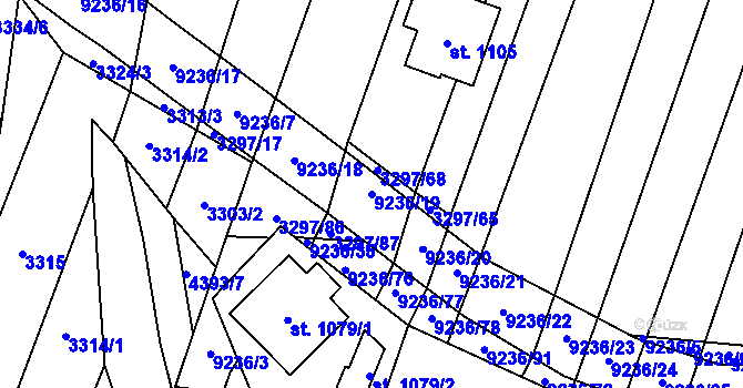 Parcela st. 9236/19 v KÚ Starý Hrozenkov, Katastrální mapa