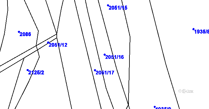 Parcela st. 2051/16 v KÚ Starý Hrozenkov, Katastrální mapa