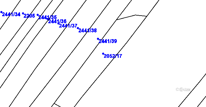 Parcela st. 2052/17 v KÚ Starý Hrozenkov, Katastrální mapa