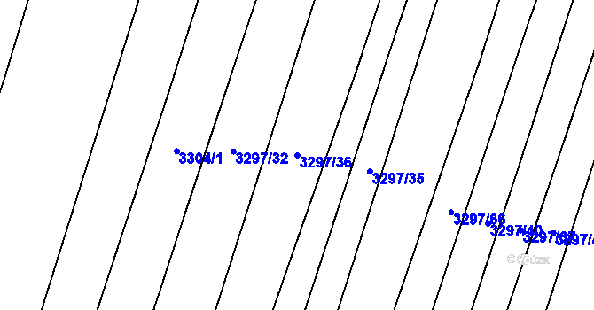 Parcela st. 3297/36 v KÚ Starý Hrozenkov, Katastrální mapa