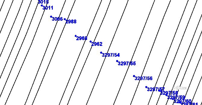 Parcela st. 3297/54 v KÚ Starý Hrozenkov, Katastrální mapa