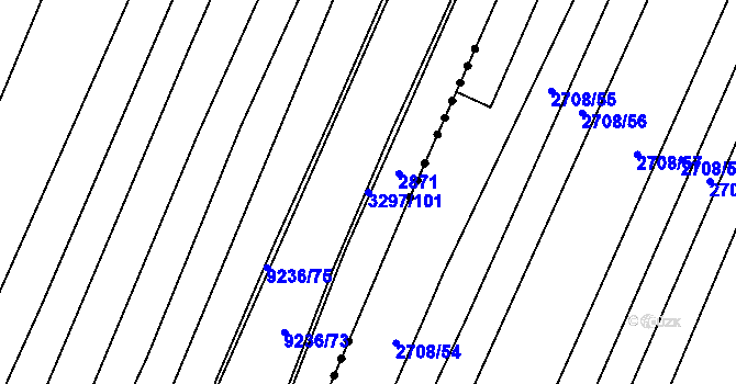 Parcela st. 3297/101 v KÚ Starý Hrozenkov, Katastrální mapa