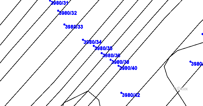Parcela st. 3980/36 v KÚ Starý Hrozenkov, Katastrální mapa