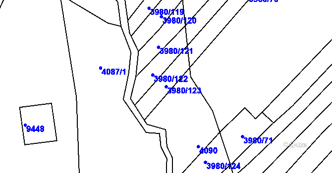 Parcela st. 3980/123 v KÚ Starý Hrozenkov, Katastrální mapa