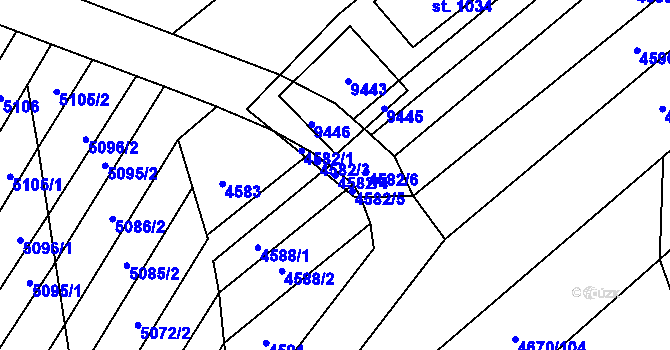 Parcela st. 4582/4 v KÚ Starý Hrozenkov, Katastrální mapa