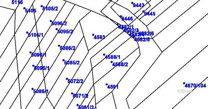 Parcela st. 4588/1 v KÚ Starý Hrozenkov, Katastrální mapa
