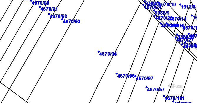 Parcela st. 4670/94 v KÚ Starý Hrozenkov, Katastrální mapa