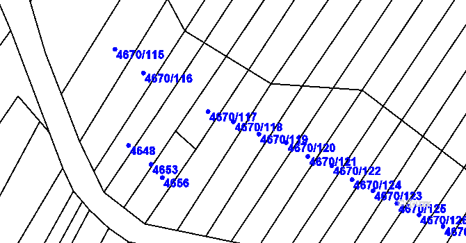 Parcela st. 4670/118 v KÚ Starý Hrozenkov, Katastrální mapa