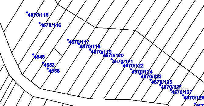 Parcela st. 4670/120 v KÚ Starý Hrozenkov, Katastrální mapa
