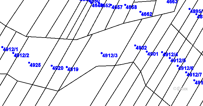 Parcela st. 4912/3 v KÚ Starý Hrozenkov, Katastrální mapa