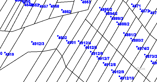 Parcela st. 4912/4 v KÚ Starý Hrozenkov, Katastrální mapa