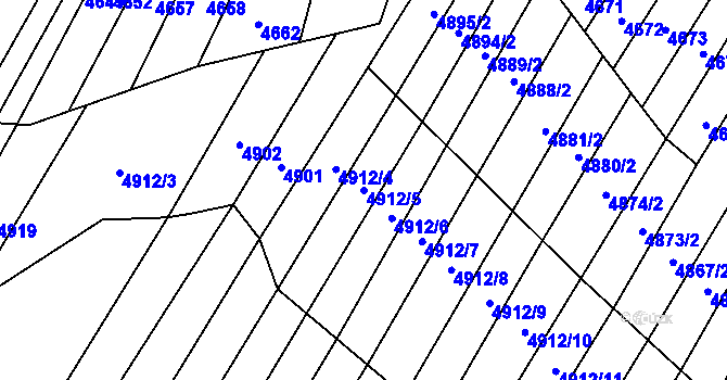 Parcela st. 4912/5 v KÚ Starý Hrozenkov, Katastrální mapa