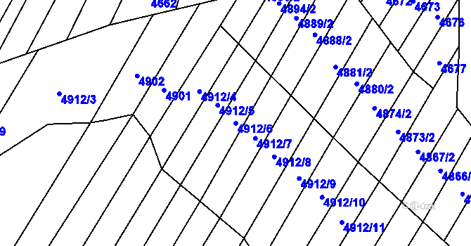 Parcela st. 4912/6 v KÚ Starý Hrozenkov, Katastrální mapa
