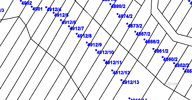 Parcela st. 4912/10 v KÚ Starý Hrozenkov, Katastrální mapa