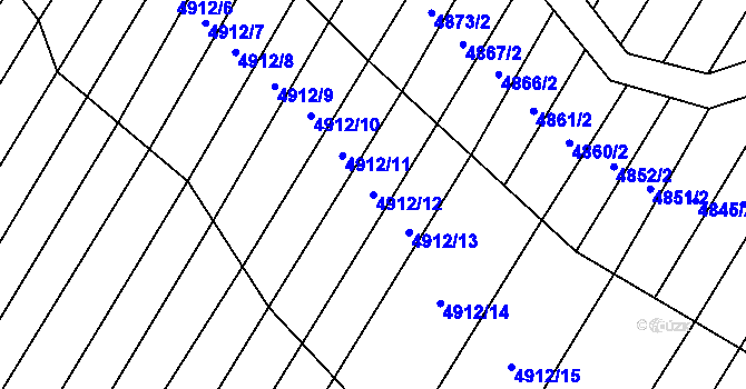 Parcela st. 4912/12 v KÚ Starý Hrozenkov, Katastrální mapa