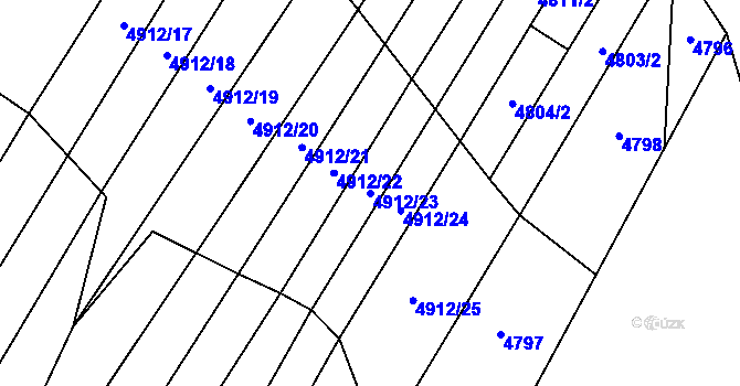 Parcela st. 4912/23 v KÚ Starý Hrozenkov, Katastrální mapa