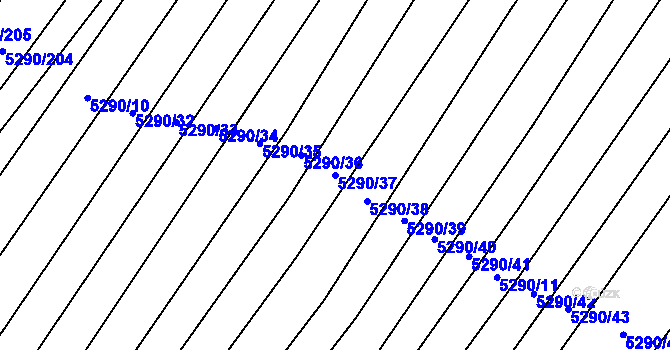 Parcela st. 5290/37 v KÚ Starý Hrozenkov, Katastrální mapa