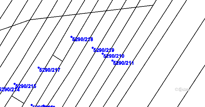 Parcela st. 5290/210 v KÚ Starý Hrozenkov, Katastrální mapa