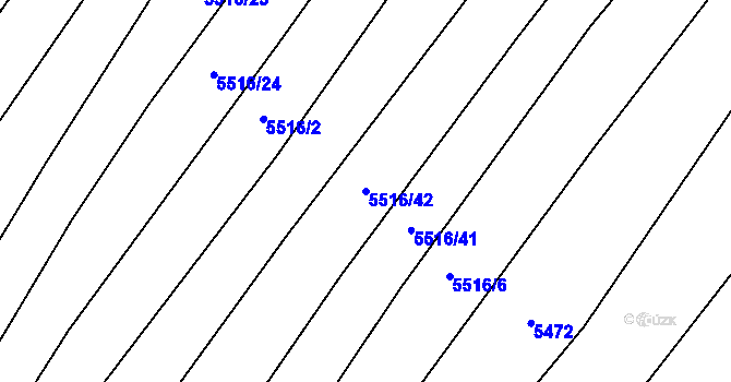 Parcela st. 5516/42 v KÚ Starý Hrozenkov, Katastrální mapa