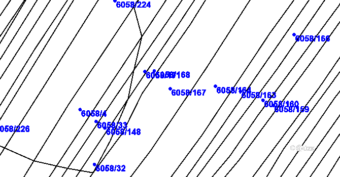 Parcela st. 6058/167 v KÚ Starý Hrozenkov, Katastrální mapa