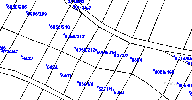 Parcela st. 6058/214 v KÚ Starý Hrozenkov, Katastrální mapa