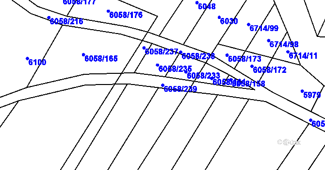Parcela st. 6058/239 v KÚ Starý Hrozenkov, Katastrální mapa
