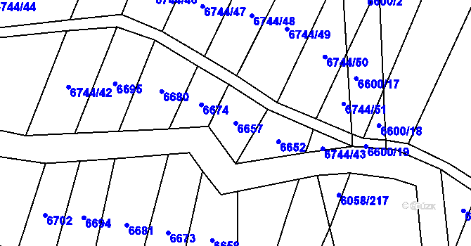 Parcela st. 6657 v KÚ Starý Hrozenkov, Katastrální mapa