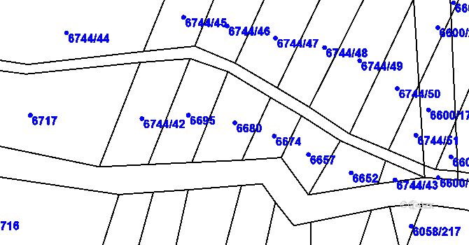 Parcela st. 6680 v KÚ Starý Hrozenkov, Katastrální mapa