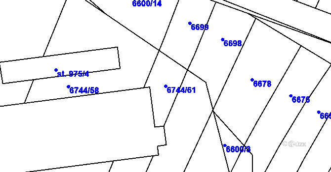 Parcela st. 6744/61 v KÚ Starý Hrozenkov, Katastrální mapa