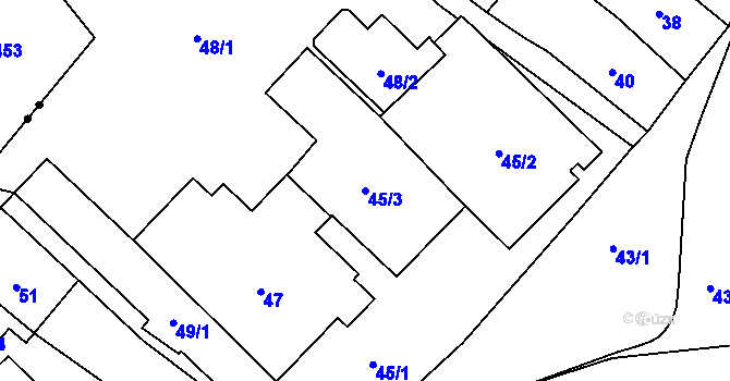 Parcela st. 45/3 v KÚ Starý Jičín, Katastrální mapa