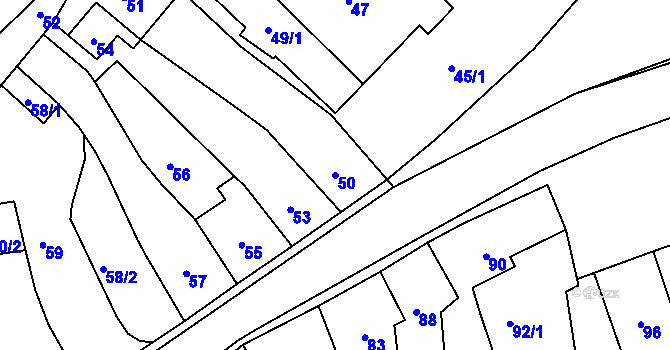 Parcela st. 50 v KÚ Starý Jičín, Katastrální mapa
