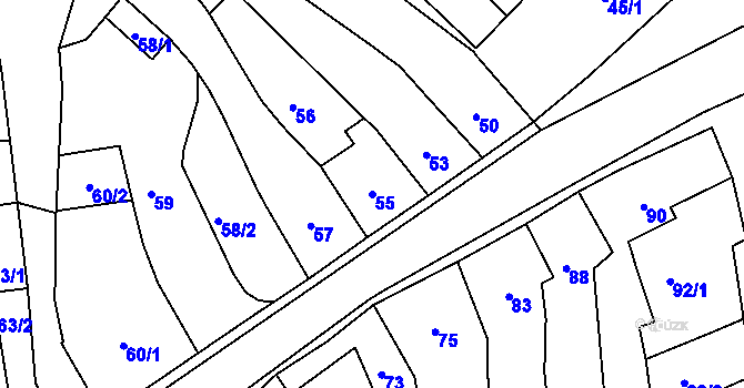 Parcela st. 55 v KÚ Starý Jičín, Katastrální mapa