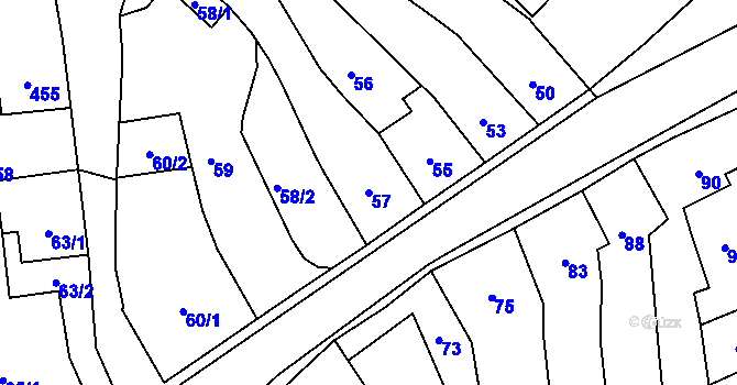 Parcela st. 57 v KÚ Starý Jičín, Katastrální mapa