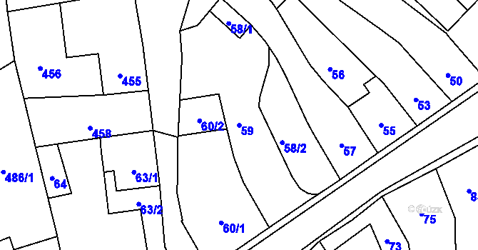 Parcela st. 59 v KÚ Starý Jičín, Katastrální mapa