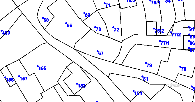 Parcela st. 67 v KÚ Starý Jičín, Katastrální mapa