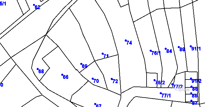 Parcela st. 71 v KÚ Starý Jičín, Katastrální mapa