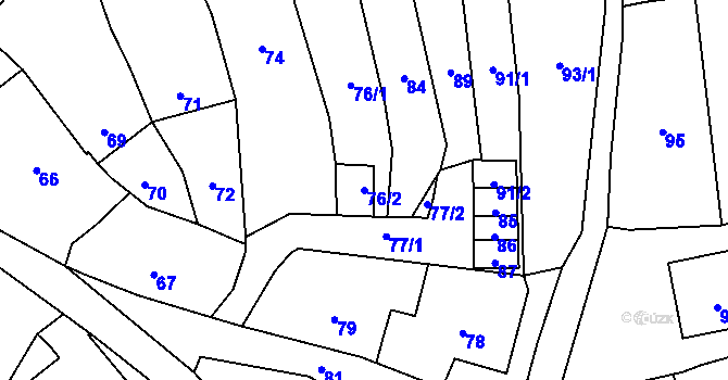 Parcela st. 76/2 v KÚ Starý Jičín, Katastrální mapa