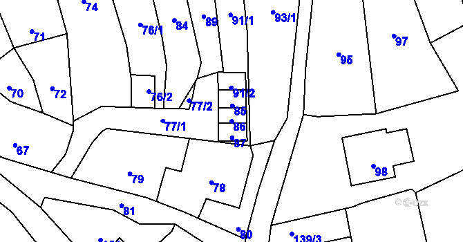 Parcela st. 86 v KÚ Starý Jičín, Katastrální mapa